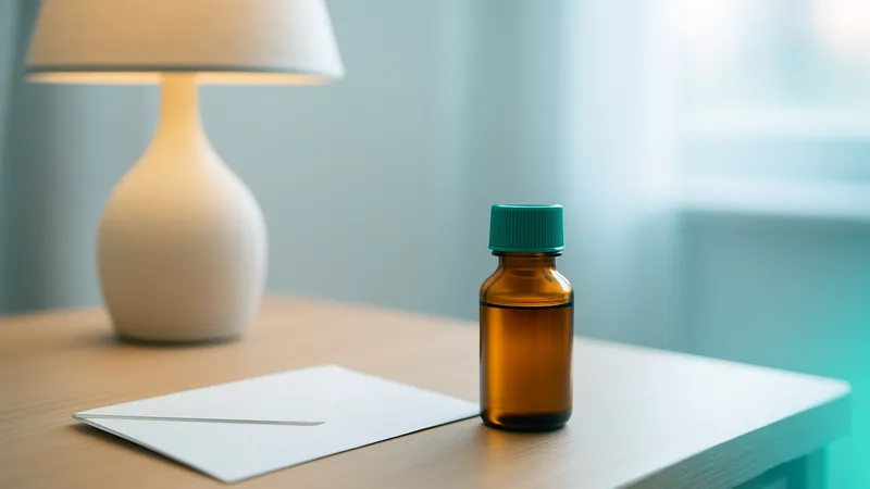 Foto de um frasco de medicamento e uma carta dobrada sobre a mesa de cabeceira, com a luz do amanhecer entrando pela janela, simbolizando esperança de acesso a um tratamento.
